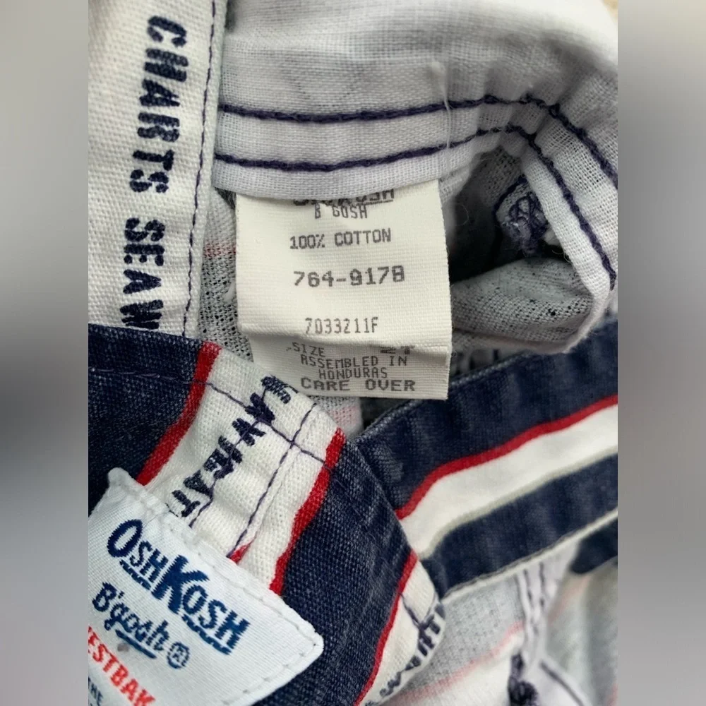 Vintage Oshkosh Size 2T Nautical Print Shortalls